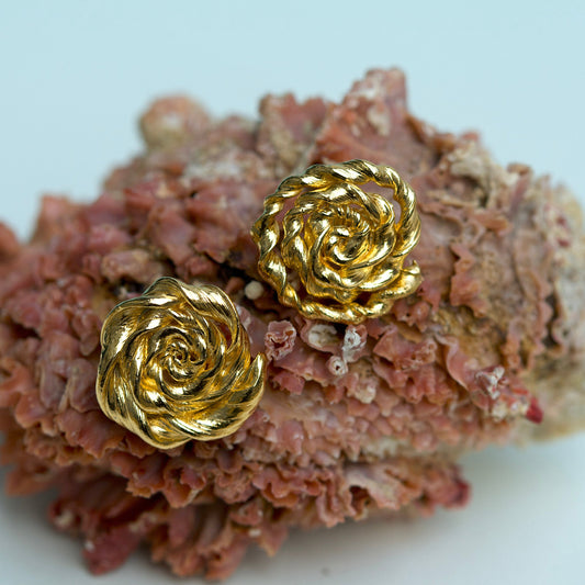 Golden Root Floral Twirl Earrings
