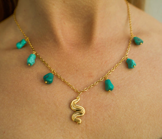Golden Swirl Turquoise Necklace