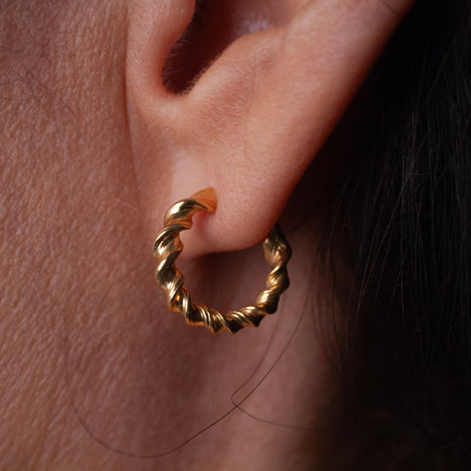 Tiny Twisted Creols - Gold Plated