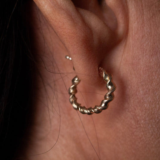 Tiny Twisted Creols - 14 Carat Gold