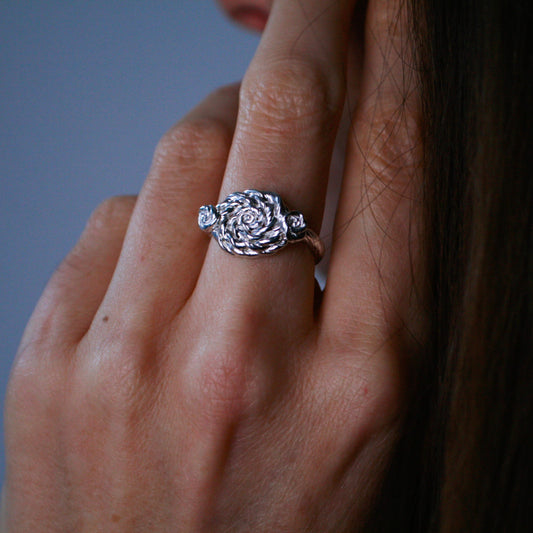 Curly Rose Ring - Sterling Silver