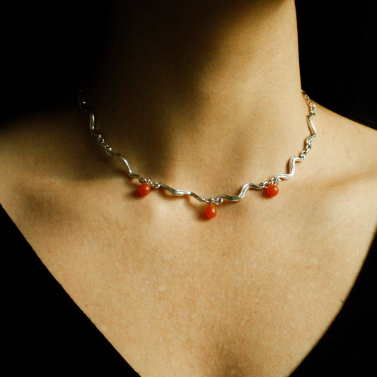 Swirl Sunstone Chain - Sterling Silver